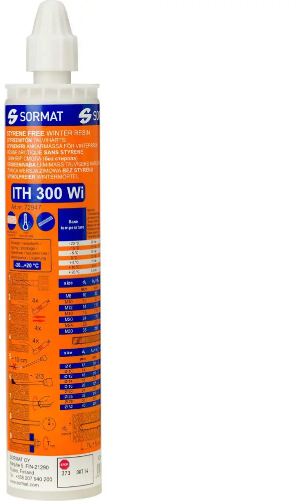 Химический анкер Sormat ITH 300 Wi для зимнего монтажа в бетон и кирпич 82539451