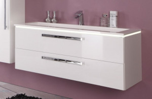 WUA3314E7(755/155) Puris Star Line, тумба (2 ящика) под раковину на 1 или 2 смесителя 1400 мм, цвет чёрный структурный