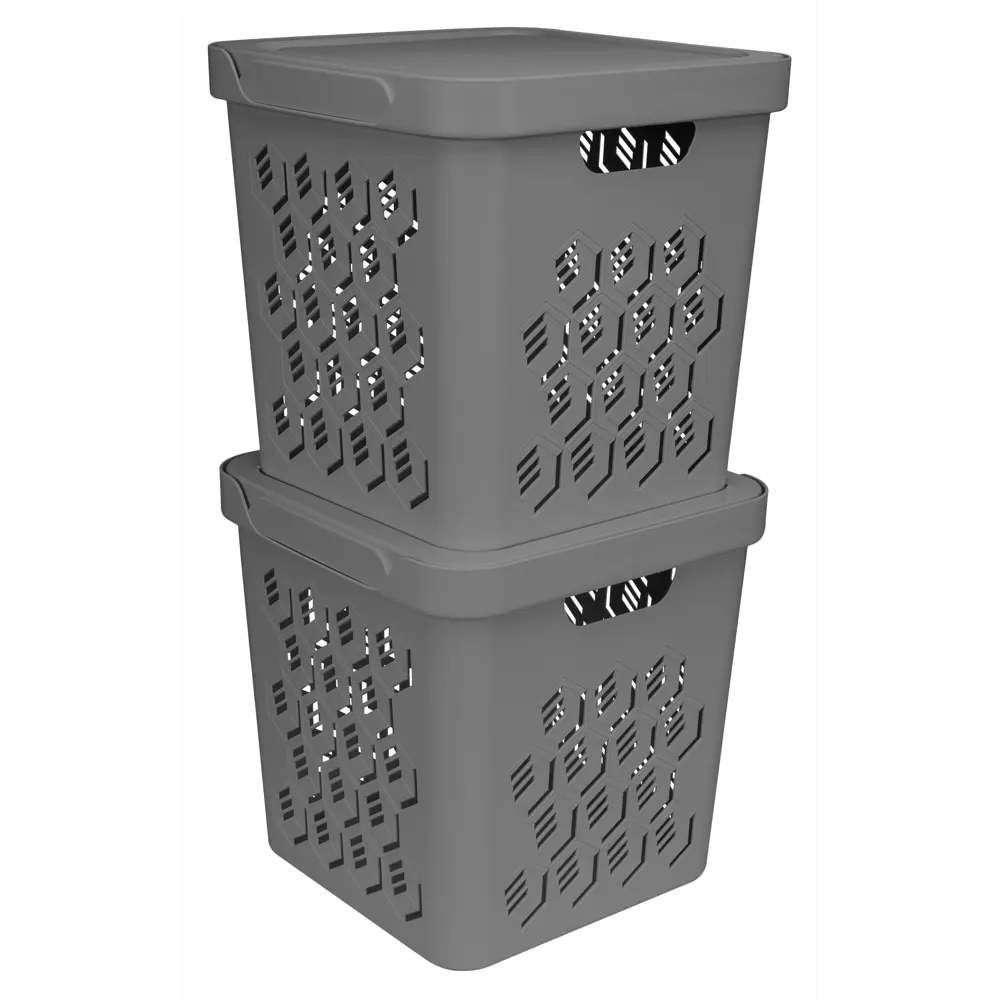 Ящик Делюкс 28.6x28.6x28.6 см 18 л пластик с крышкой цвет серый Santreyd Econova STLM-2063598 - Вид №7