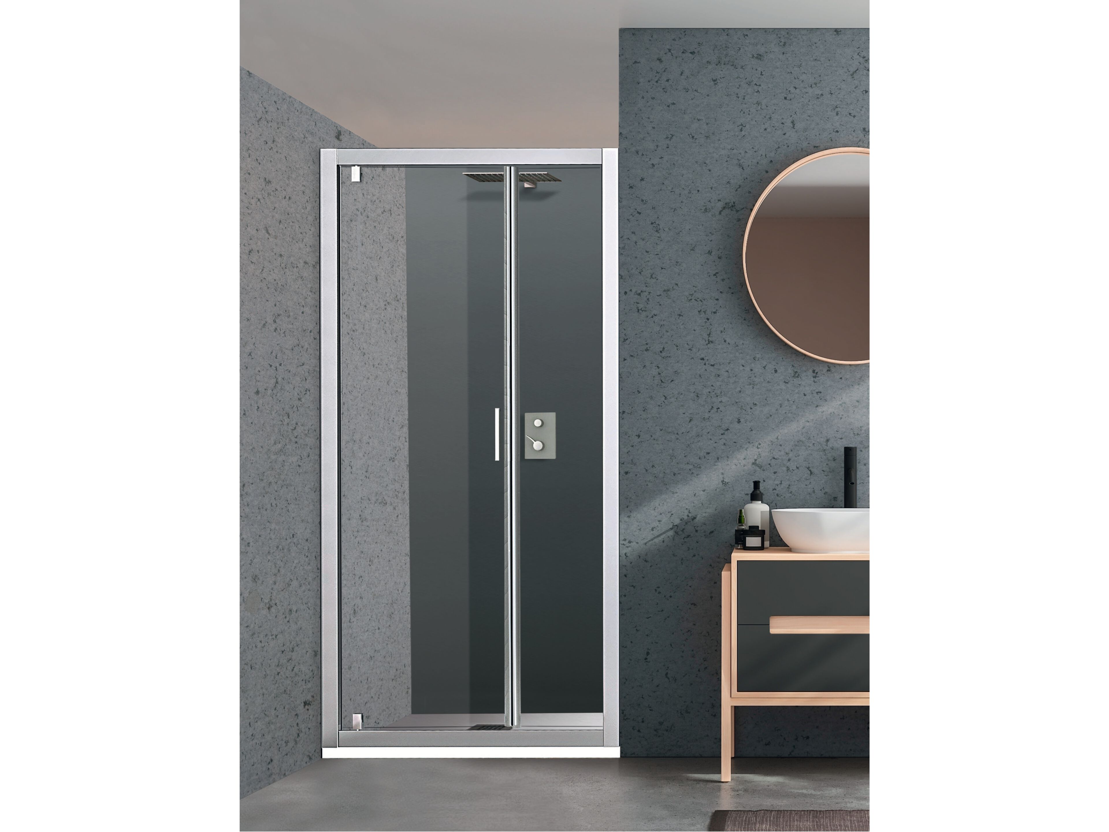 Хрустальная нишевая душевая кабина с поворотной дверью Metidea платина ARCH-00070785 - Вид №1