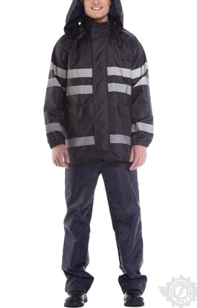 65800 Куртка-ветровка с СВП синяя  Непромокаемая спецодежда  размер 52-54/182-188  - Вид №7