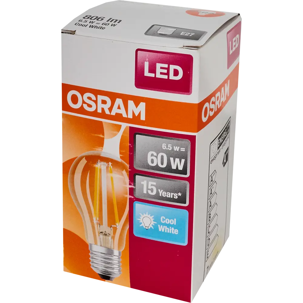 Лампа светодиодная Osram E27 220 В 7 Вт груша прозрачная 806 лм белый свет STLM-2067584 - Вид №4