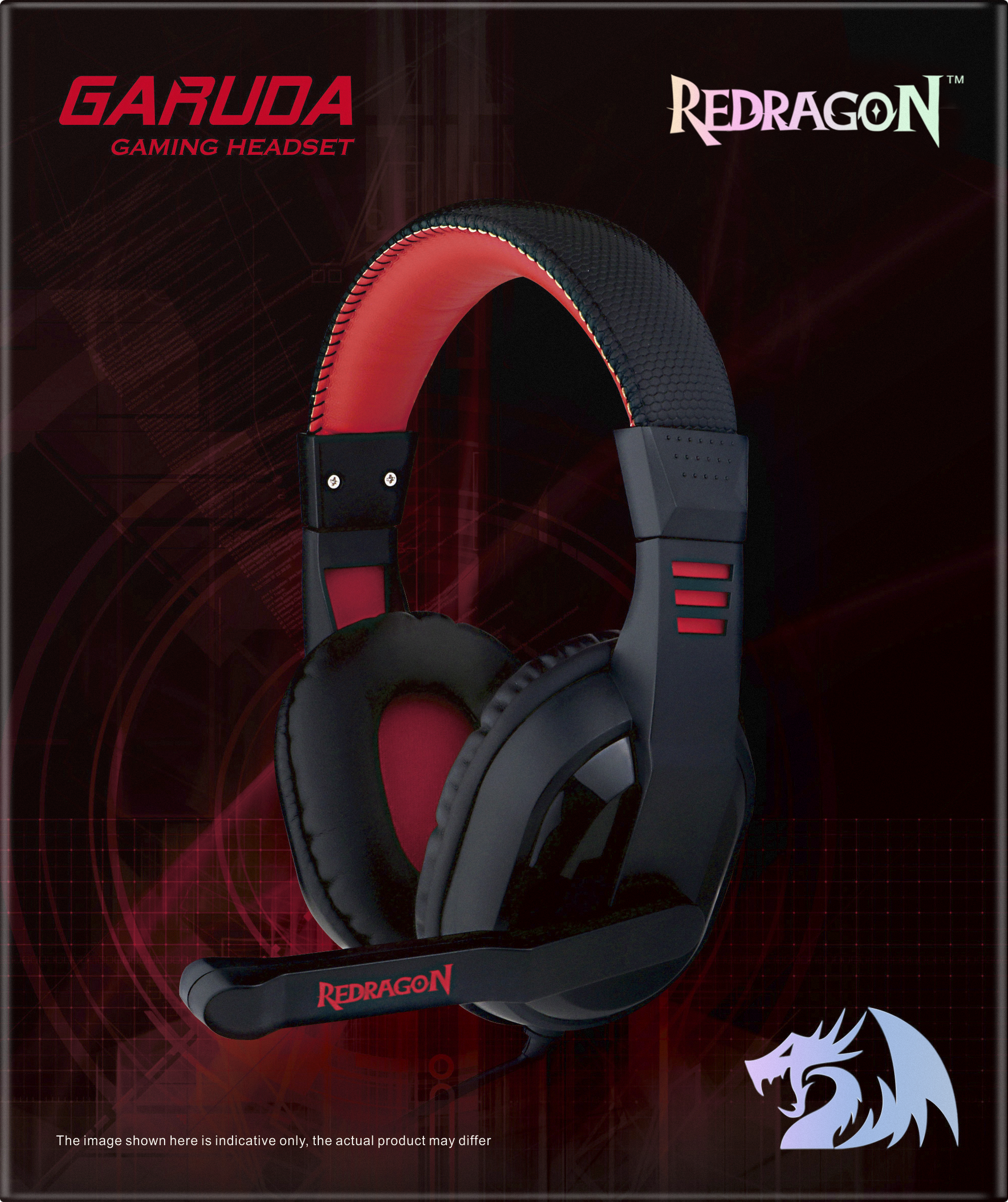 74742 игровая гарнитура garuda красный + черный, кабель 2 м Redragon Santreyd  - Вид №2
