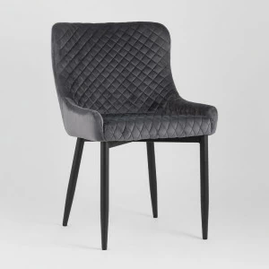 Стул мягкий со спинкой серый с черными металлическими ножками "Ститч" STOOL GROUP ДИЗАЙНЕРСКИЕ 00-3881934 Серый