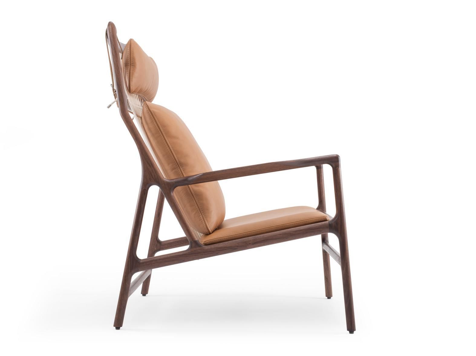 Кресло грецкого ореха с кожаной подушкой Gazzda Dedo ARCH-00052628 - Вид №1