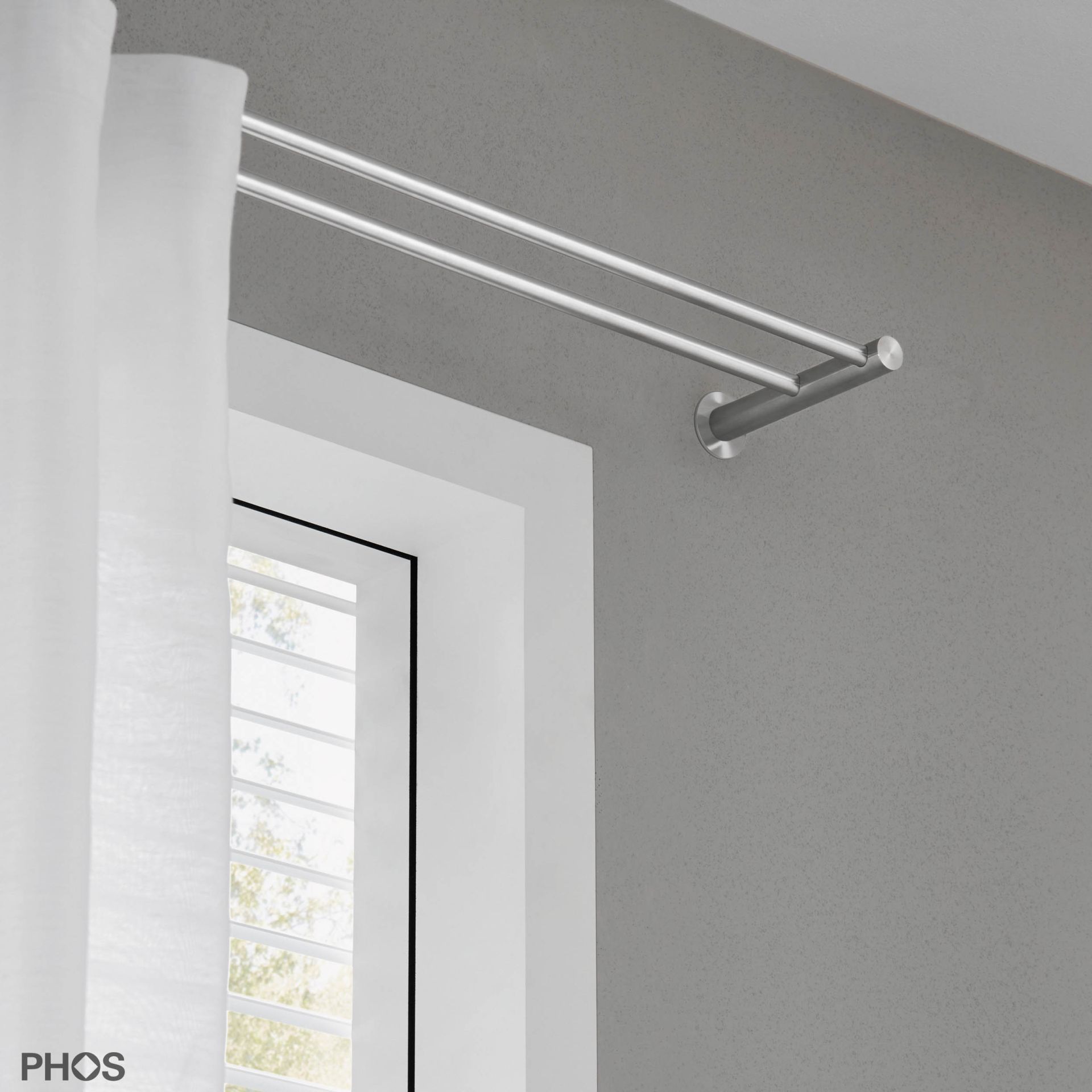 VS20-140ED3600 Комплект карнизов: двуствольный 360 см с 2 концевыми кронштейнами и 1 кронштейном в качестве средней опоры PHOS  - Вид №1