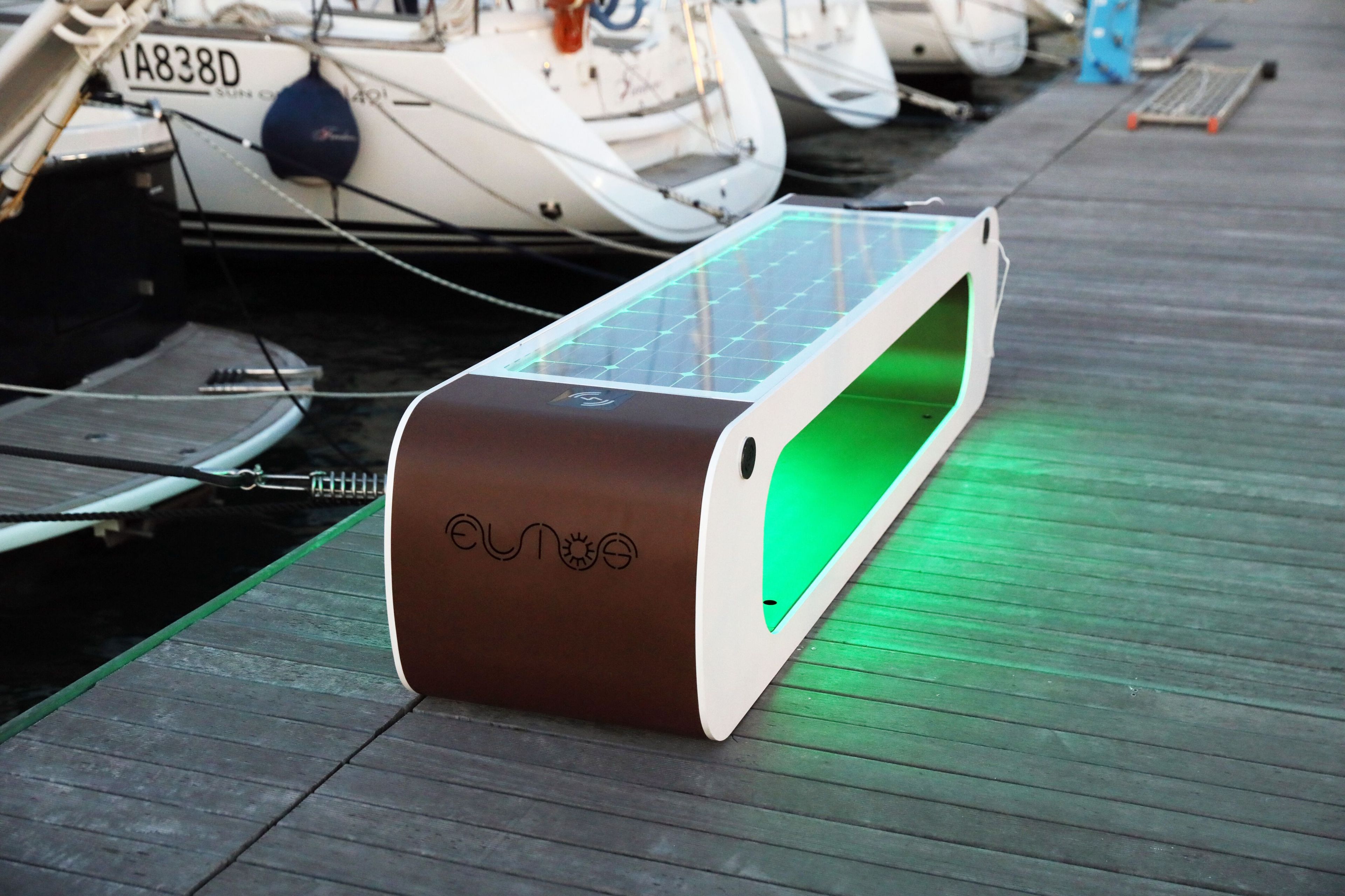 Стальная скамья без спинки с USB-разъемом со встроенным освещением CITYSì ELIOS ARCH-00072477 - Вид №16