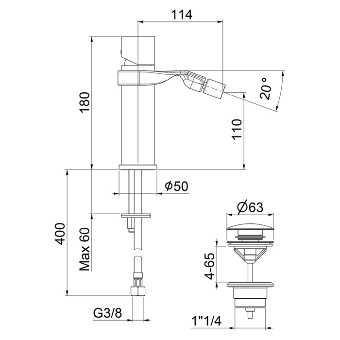 NB840102441 Смеситель для биде Webert One-B  - Вид №1