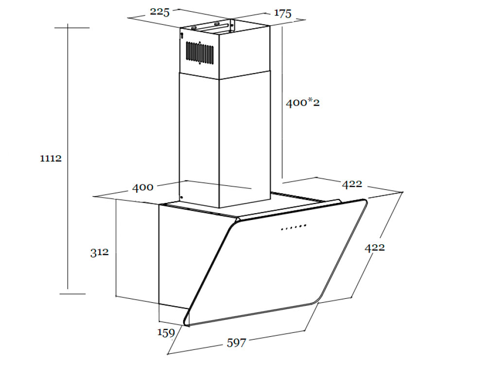 9145449 Вытяжка наклонная SCHTOFF MACAU 60 черный STDN-0089674 - Вид №2