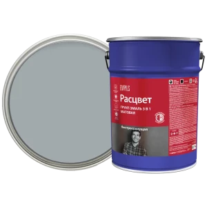 Грунт-эмаль Расцвет 3 в 1 для защиты металла от коррозии, серый, 5 кг 87815561