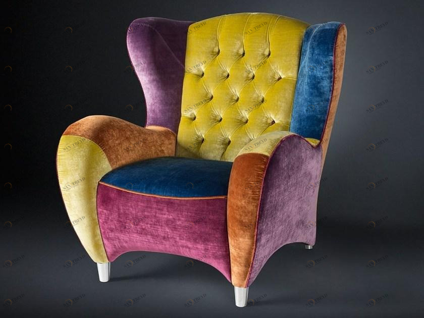 VGnewtrend Кресло из мягкой ткани с подлокотниками Schinke sun-id-1403939