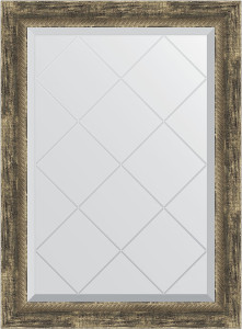 BY 4092 Зеркало с гравировкой в багетной раме - старое дерево с плетением 70 mm EVOFORM Exclusive-G