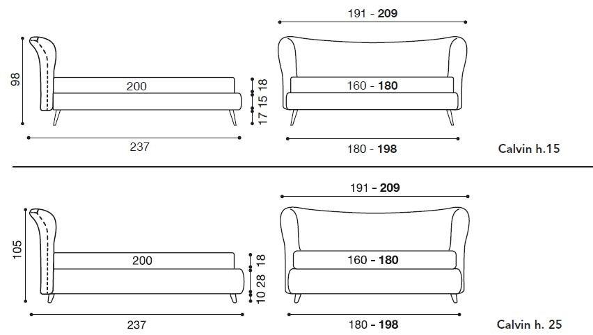 Twils Двуспальная кровать с мягким изголовьем Calvin sun-id-1398015 - Вид №3