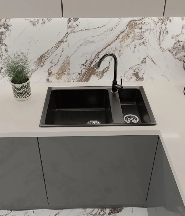 Кухонная мойка Искусственный камень LEVEL S162 GranFest LV-760K-S162 - Вид №1