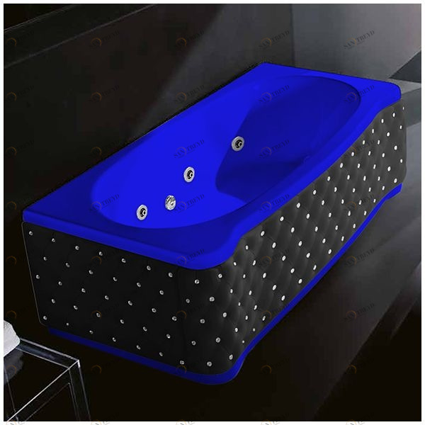 Ванна Gruppo treesse New Classic Young STD-V6747-DX-KCS-SI синяя с гидромассажем прямоугольная правая чёрная кожа кристаллы сваровски STDV6747DXKCSSI