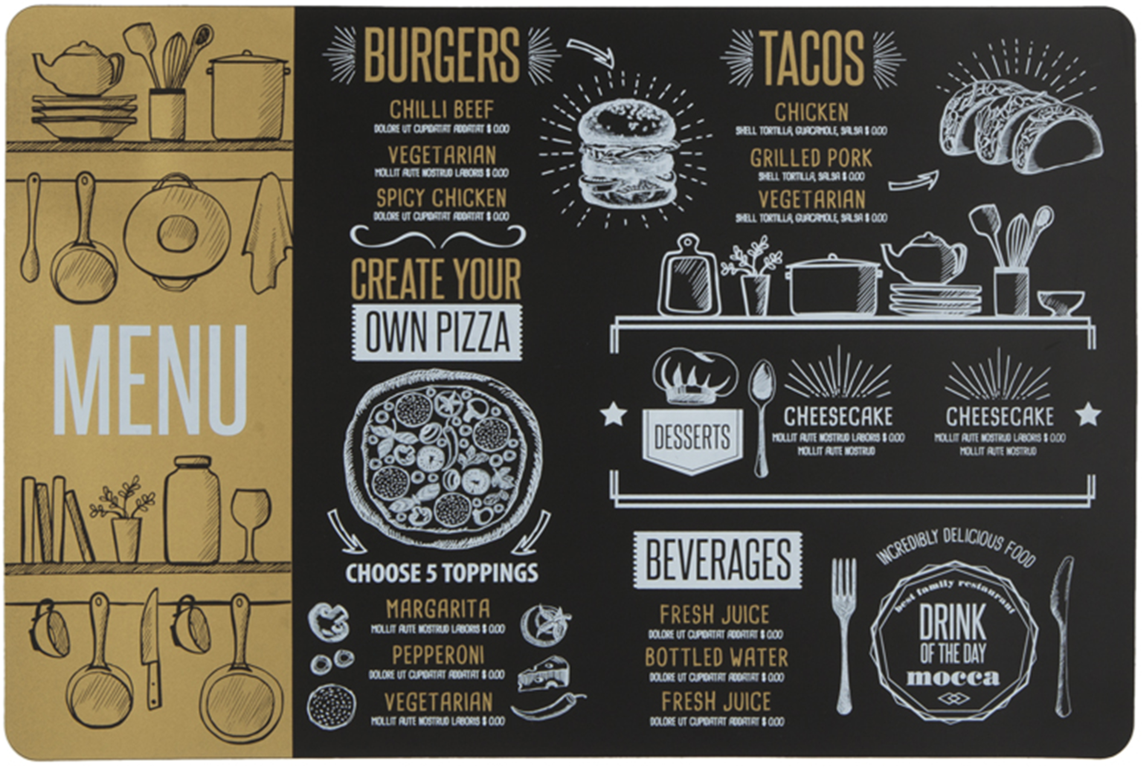 89070891 Салфетка сервировочная Меню 43.5x28.5 см бронзовая STLM-0077960 Santreyd