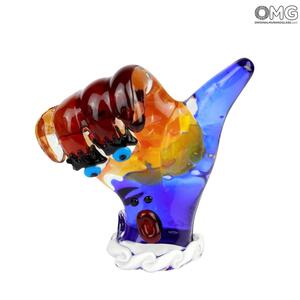1810 ORIGINALMURANOGLASS Скульптура Ладонь Всё ок - Pop Art - муранское стекло 23 см