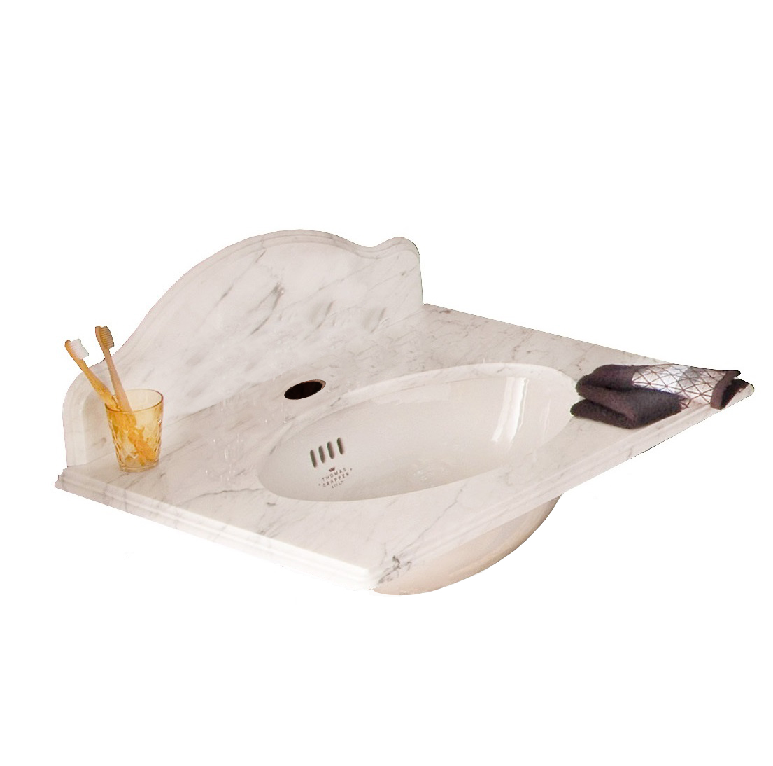 TCMAR6351WH Мраморная столешница 635 мм Одно отверстие под смеситель Thomas Crapper  - Вид №1