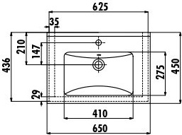 SU065-00CB00E-0000 Раковина SU065 мебельная (45*65см) Creavit  - Вид №1