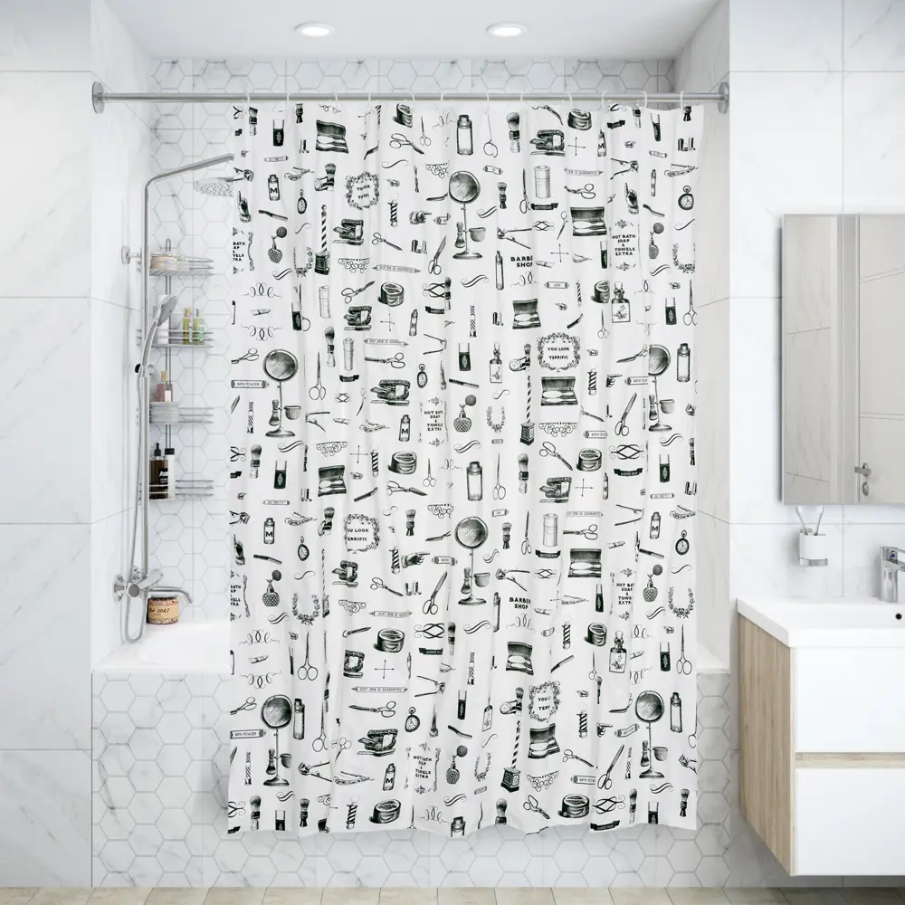 Штора для ванной комнаты Sensea «Barber» 180х200 см 18425120 STLM-2024902