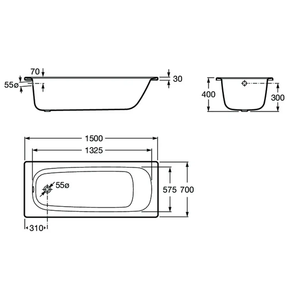 Ванна Roca Contesa сталь 150х70 см Контесса STLM-2180410 - Вид №3