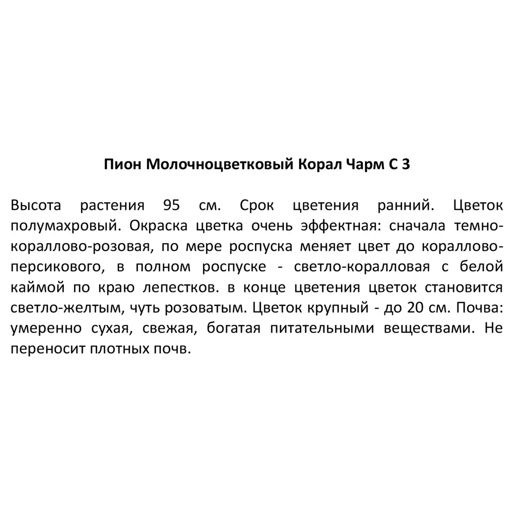 Пион молочноцветковый Корал Чарм ø14 h50 см 85324443 STLM-2192982 Santreyd  - Вид №3