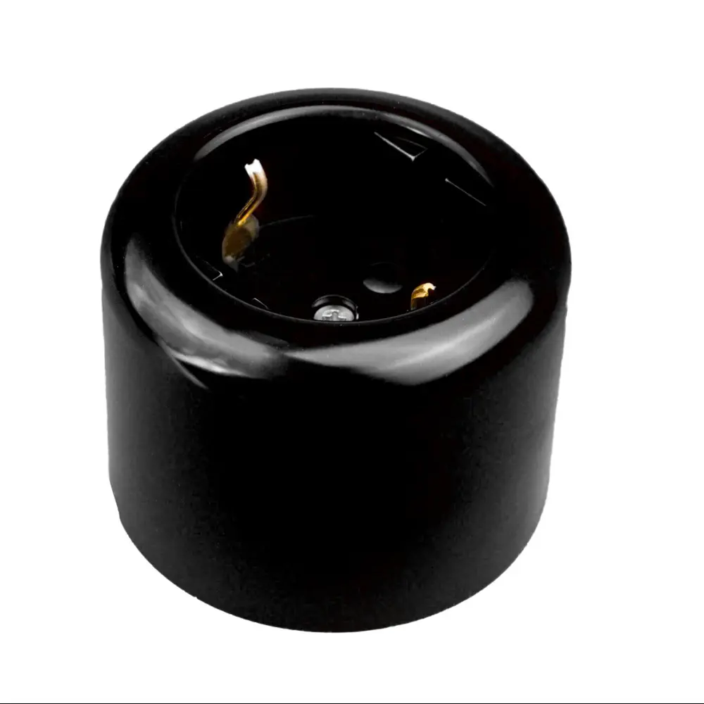 Розетка накладная Electraline с заземлением с крышкой цвет черный 89255200 STLM-2094690 Ретро