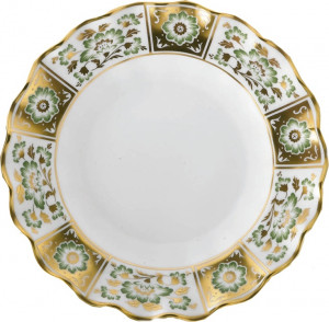 90754 Royal Crown Derby Тарелка закусочная Royal Crown Derby "Дерби, зеленый декор" 21,5см Фарфор костяной