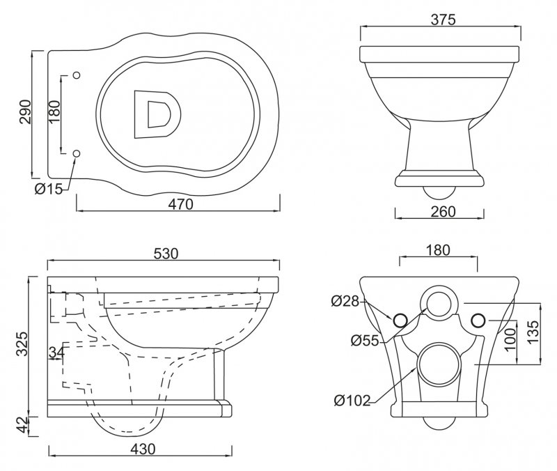 Унитаз подвесной безободковый BelBagno BOHEME Подвесной унитаз настенный Белый BELBAGNO Boheme Китай - Вид №1