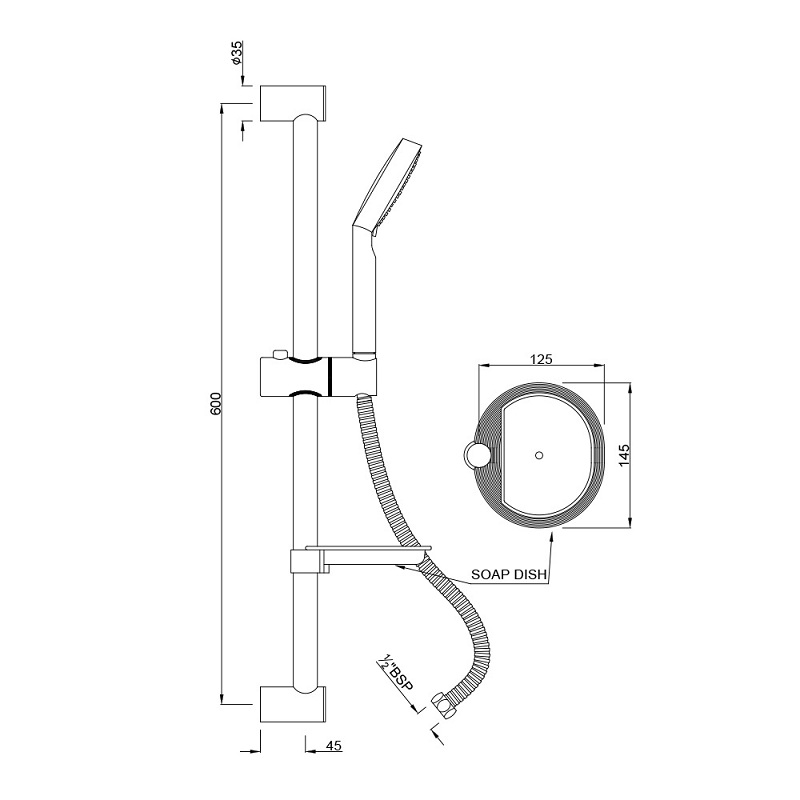 SHA-CHR-1150 Душевой гарнитур со штангой Jaquar Shower Santreyd - Вид №1