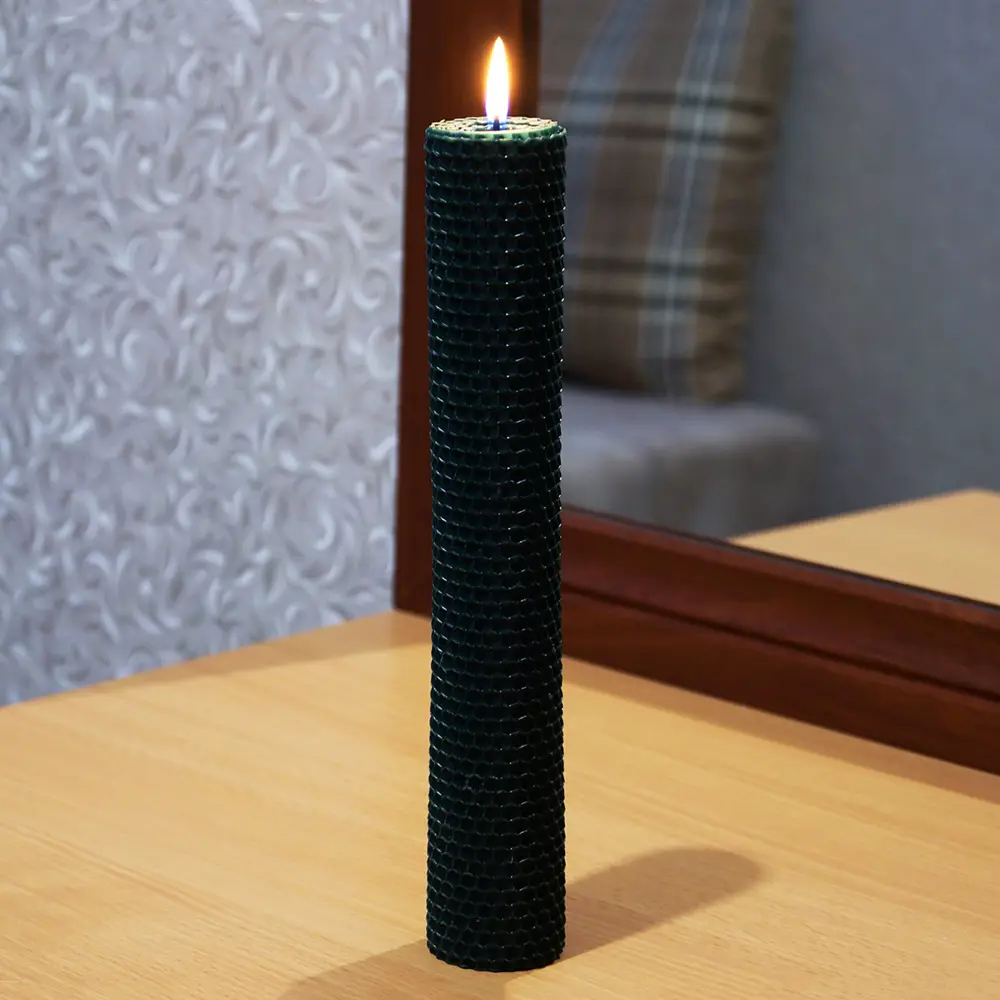 Свеча вощинная цилиндр зеленый мох 4x26 см EVIS STLM-2020321 - Вид №2