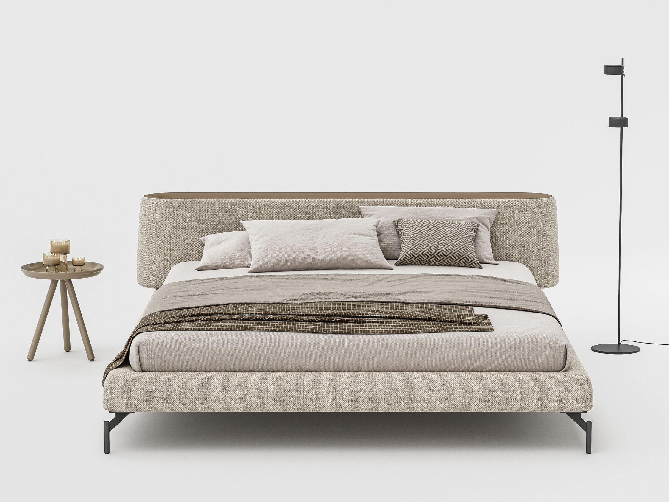 Двуспальная кровать с мягким изголовьем Woodsoft VERTIGO ARCH-00108797