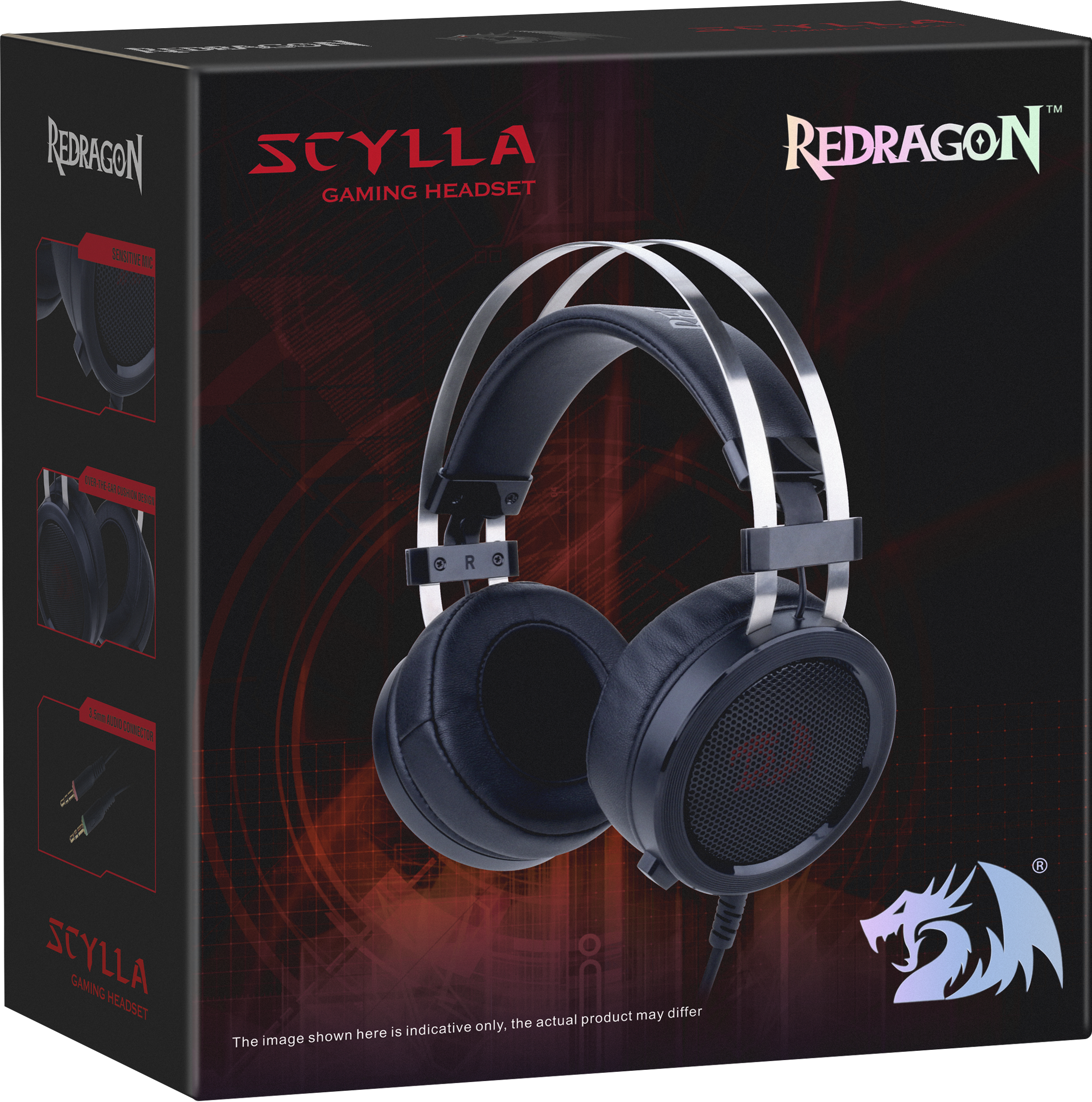 75064 игровая гарнитура scylla черный+красный, кабель 2 м Redragon Santreyd  - Вид №1