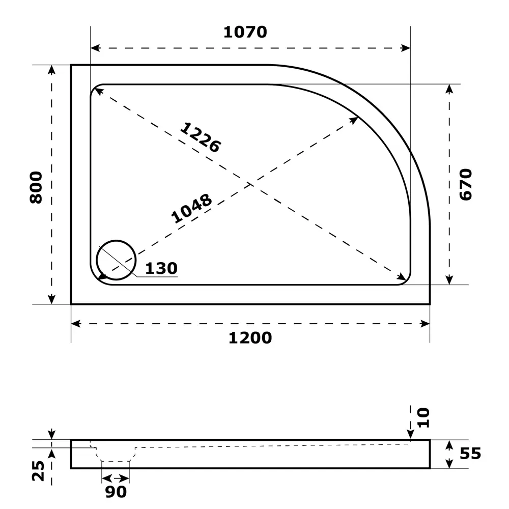 Душевой поддон Slim акрил 1/4 круга правосторонний 120x80 см Santreyd STLM-2176287 - Вид №2