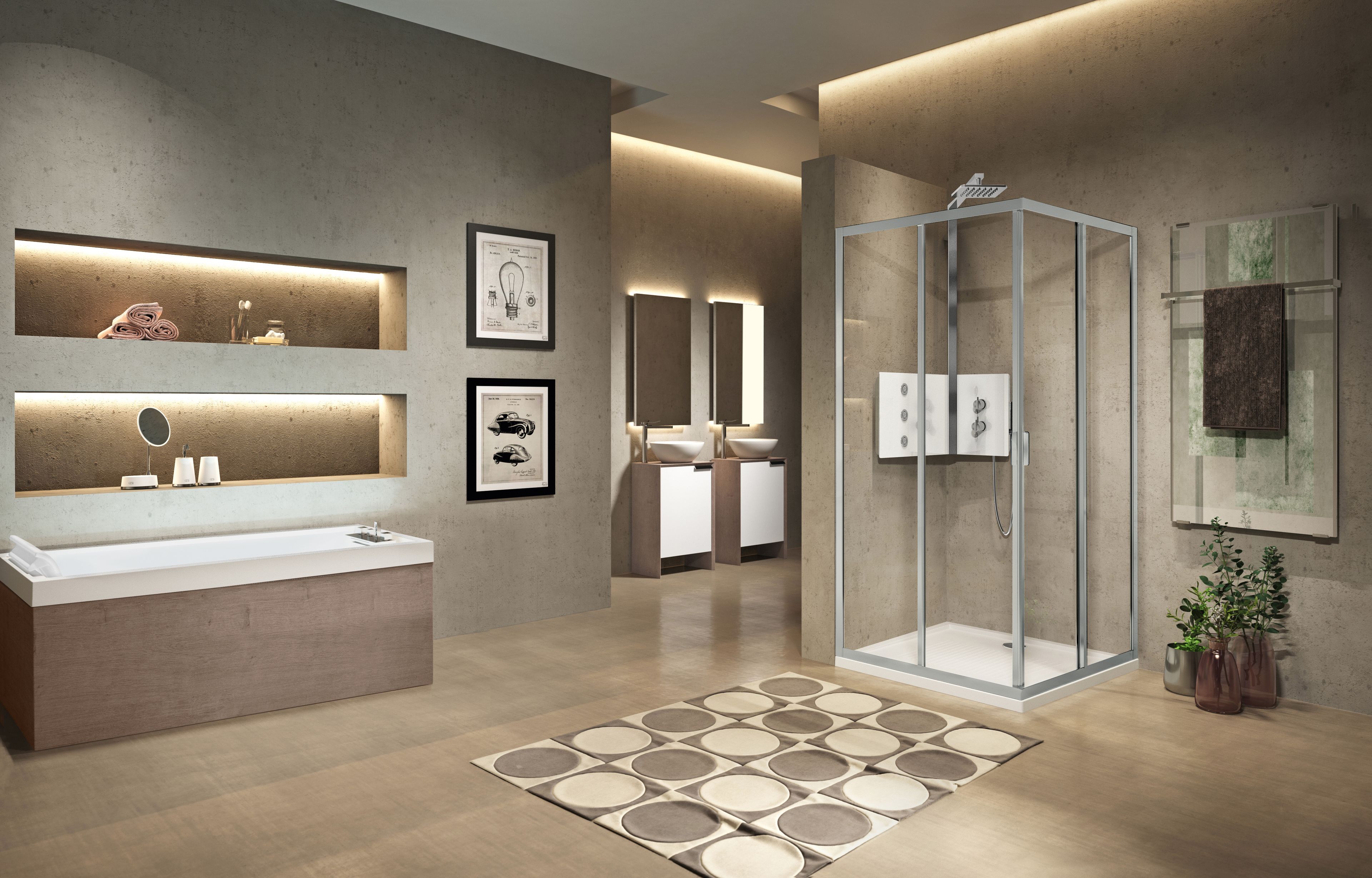 Угловая душевая кабина с раздвижной дверью Novellini Lunes ARCH-00092948 - Вид №3