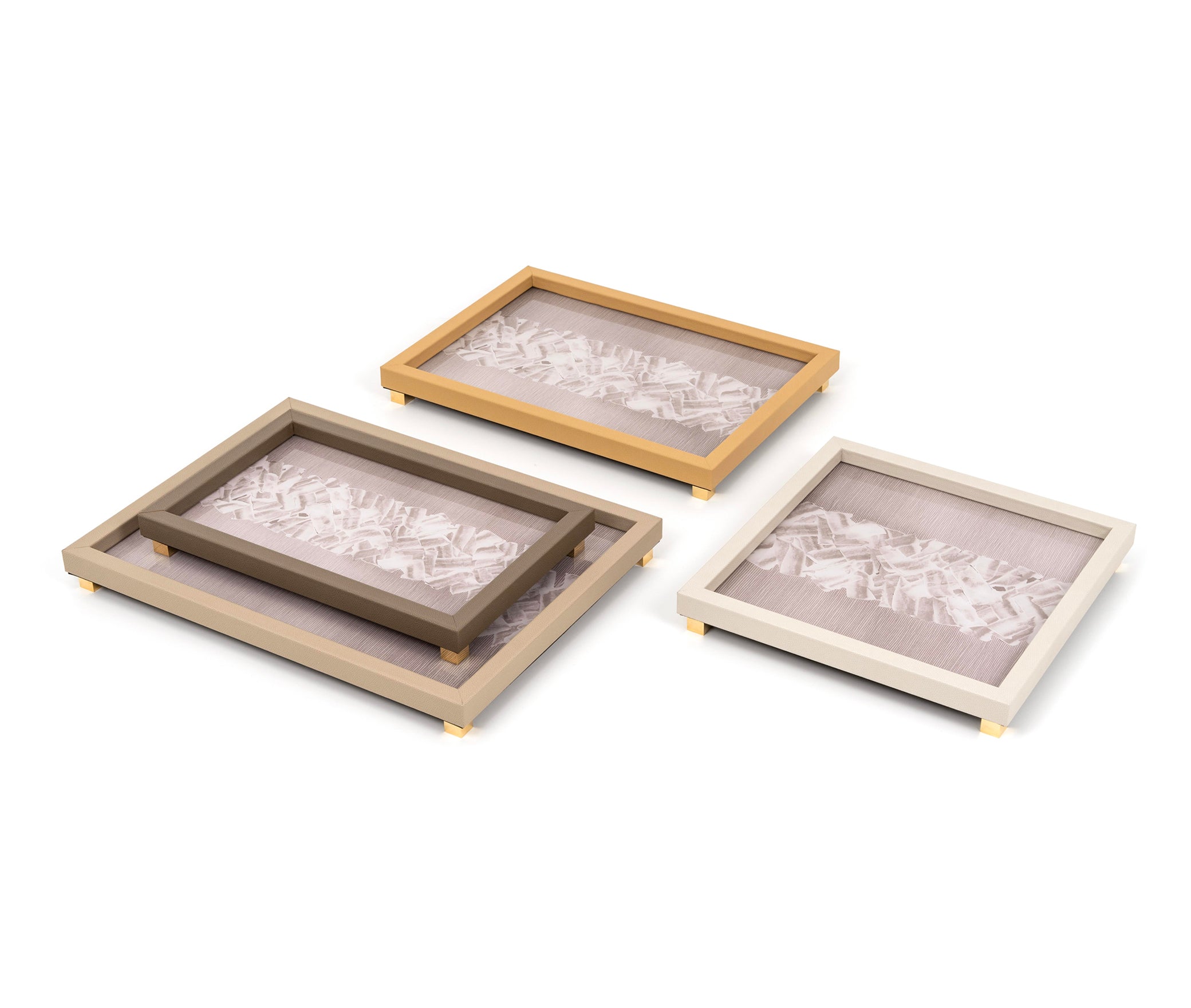 Поднос для заметок - 45X32 см/металл-хром/зернистая кожа_кремовый Pinetti 00.1981.029.027 - Вид №5