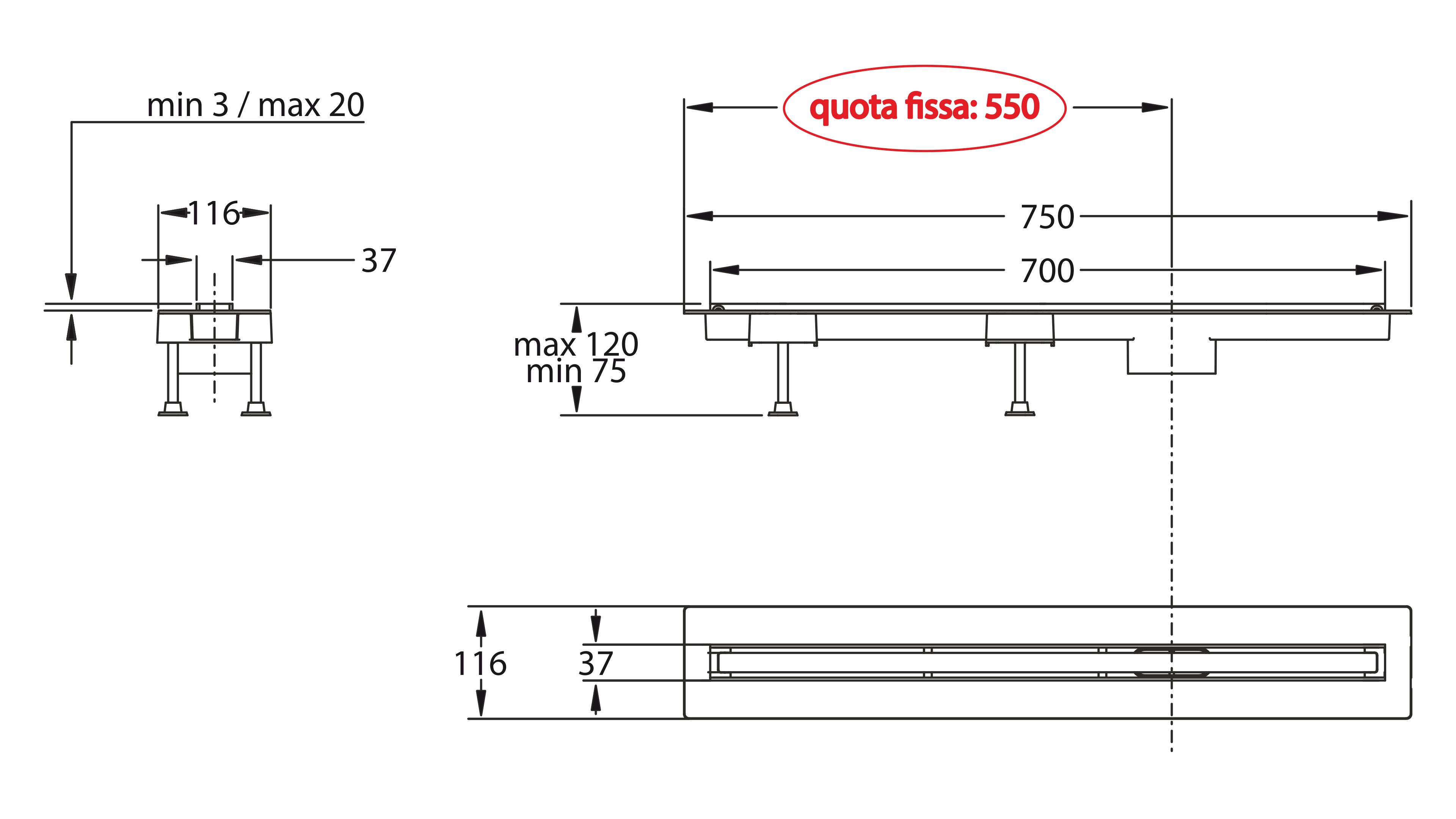 Слив для душа из нержавеющей стали Bonomini Canalissima ARCH-00073005 - Вид №1