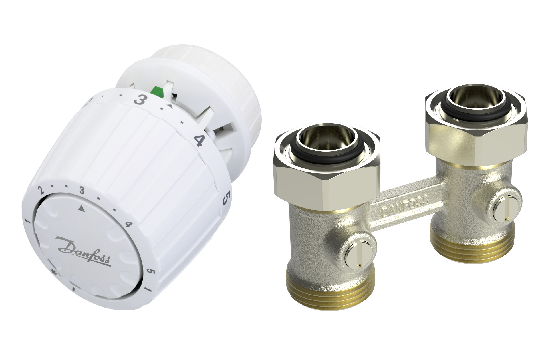 Danfoss Комплект RLV-KB/RTR 7090 для радиаторов с нижним подключением RLV-KB 15 + RTR 7090, 1/2 Угловой 013G7224  - Вид №4