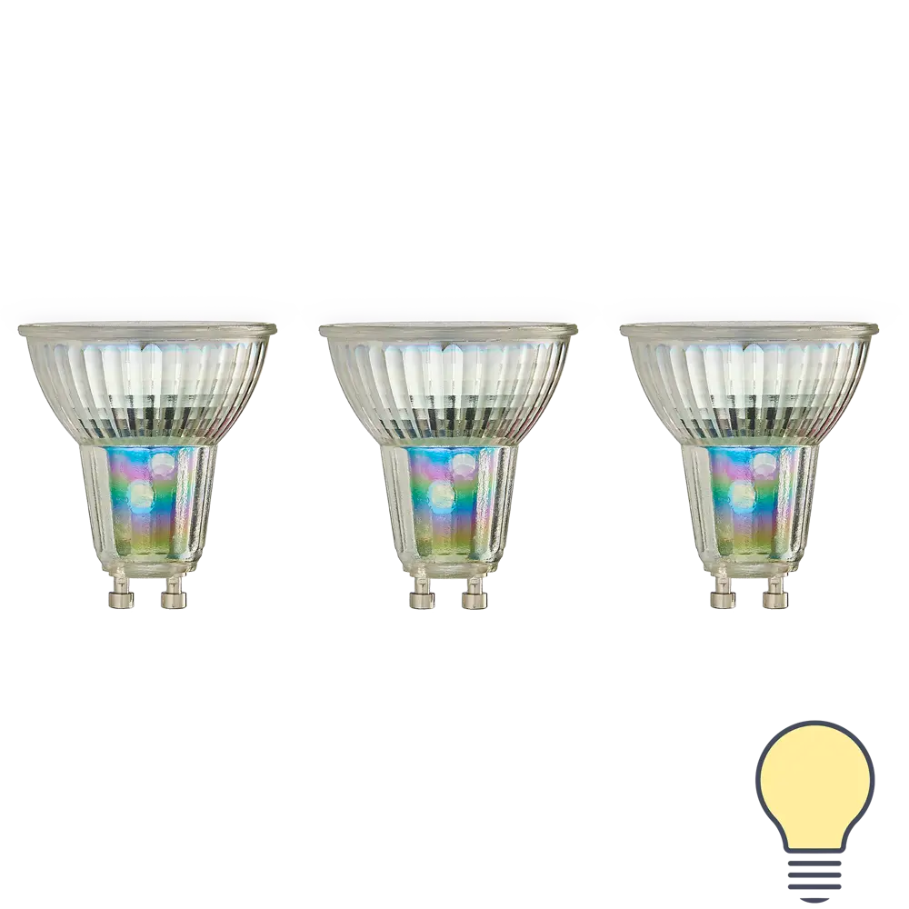 Набор умных ламп светодиодных Wi-Fi Osram Smart Plus GU10 220-240 В 5 Вт спот матовая 350 лм теплый белый свет 3 шт LEDVANCE STLM-2141524