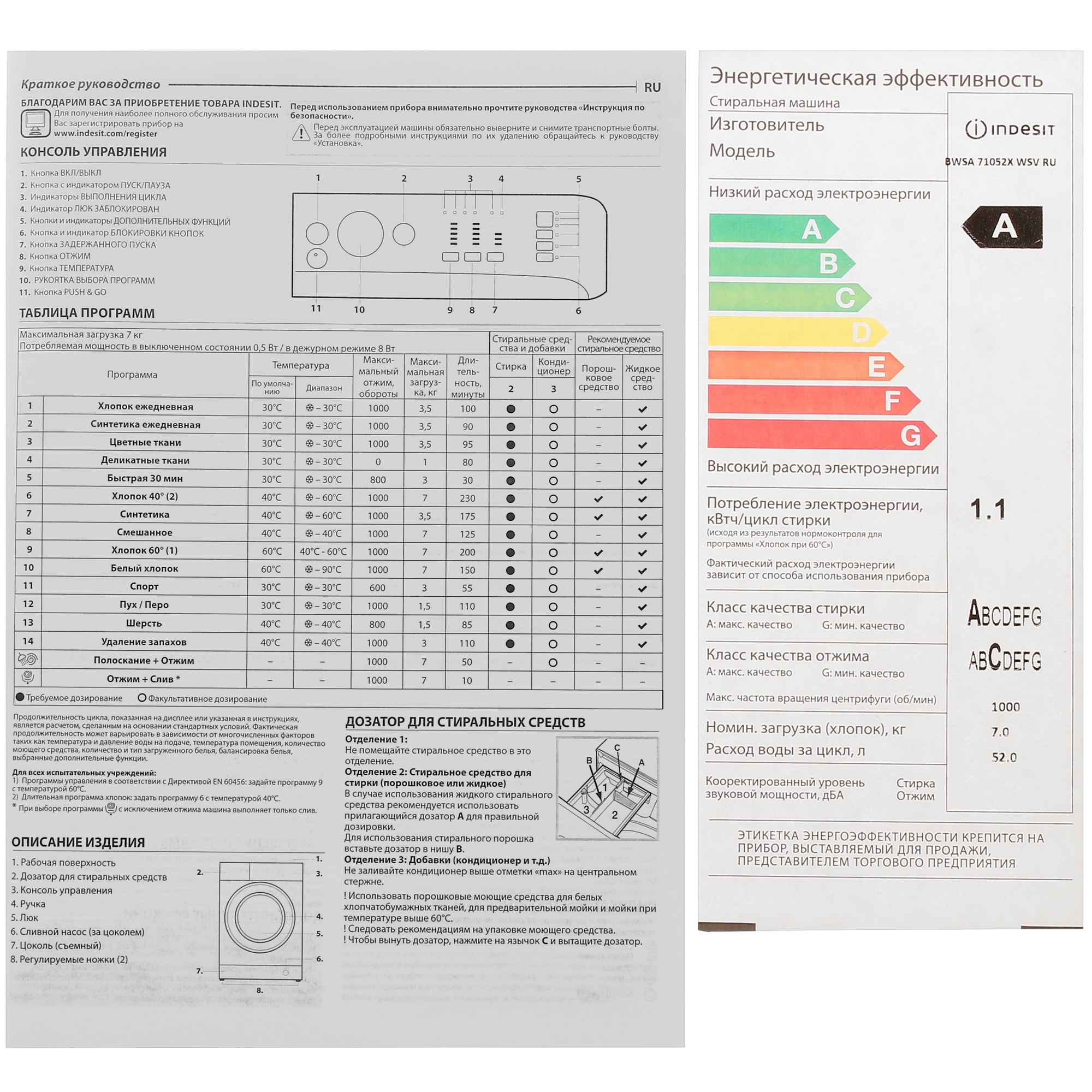 5351857 Стиральная машина Indesit BWSA 71052X WSV RU белый STDN-0127315 - Вид №9