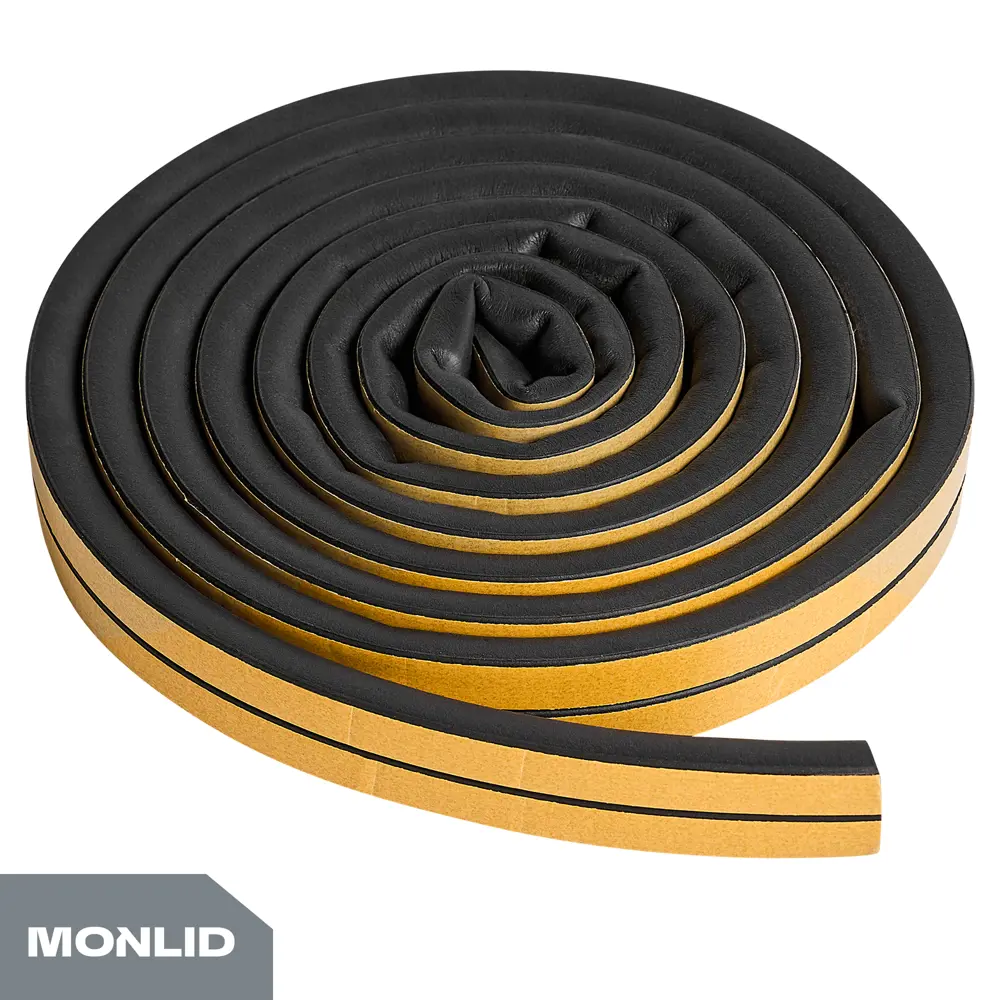 Уплотнитель EPDM для окон и дверей самоклеящийся MONLID D-профиль 14x12 мм 6 м цвет черный STLM-2207268 - Вид №3
