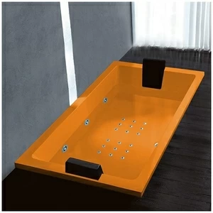 Ванна Gruppo treesse Quadra 181 V071N-DX-O оранжевая с гидромассажем и аэромассажем прямоугольная встроенная правая