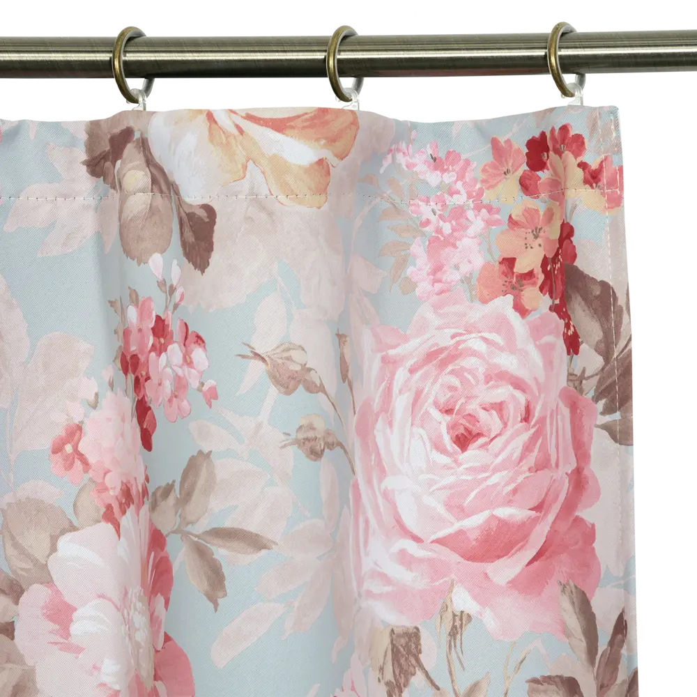 Штора на ленте «Пионы» 145х260 см цвет голубой SEASONS STLM-2015258 - Вид №2