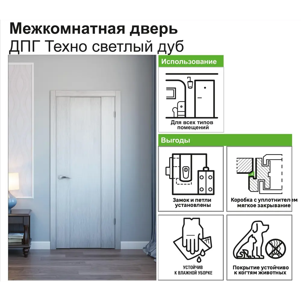 Дверь межкомнатная глухая Техно 70x200 см цвет дуб светло-серый 82156392 STLM-2015773 КРАСНОДЕРЕВЩИК  - Вид №2