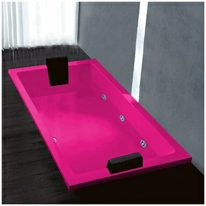 Ванна Gruppo treesse Quadra 181 V071B-SX-R розовая с гидромассажем  и дезинфекцией прямоугольная встроенная левая