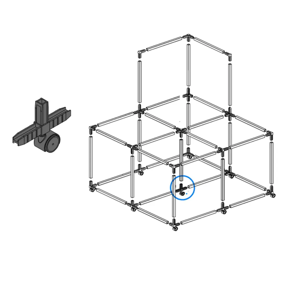 Santreyd Коннектор 3 2D с колесной опорой для профилей 15×15 мм 82693955 STLM-0034286 - Вид №1
