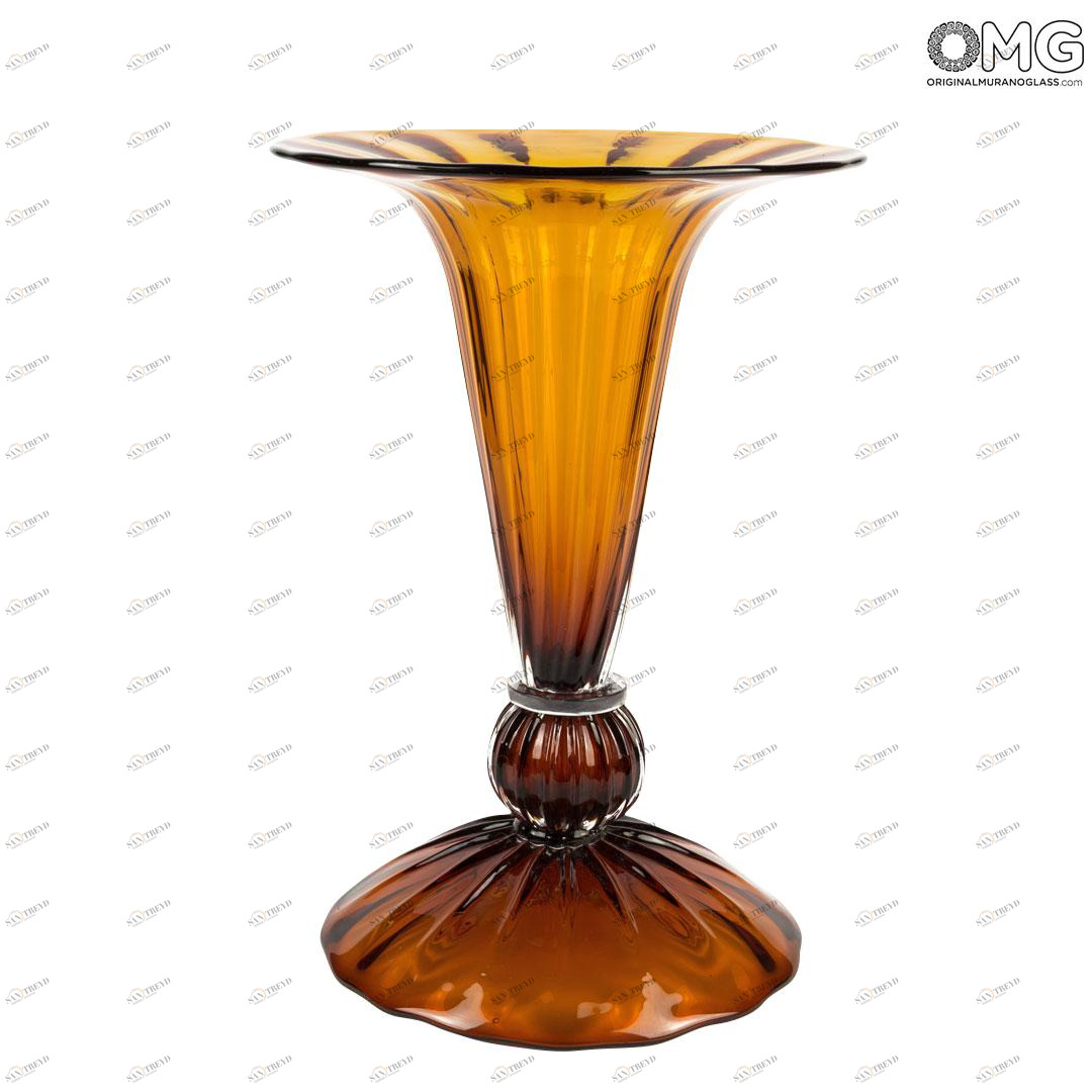 2909 ORIGINALMURANOGLASS Декоративная чаша Лилия - Янтарь - Original Murano Glass OMG 25 см 