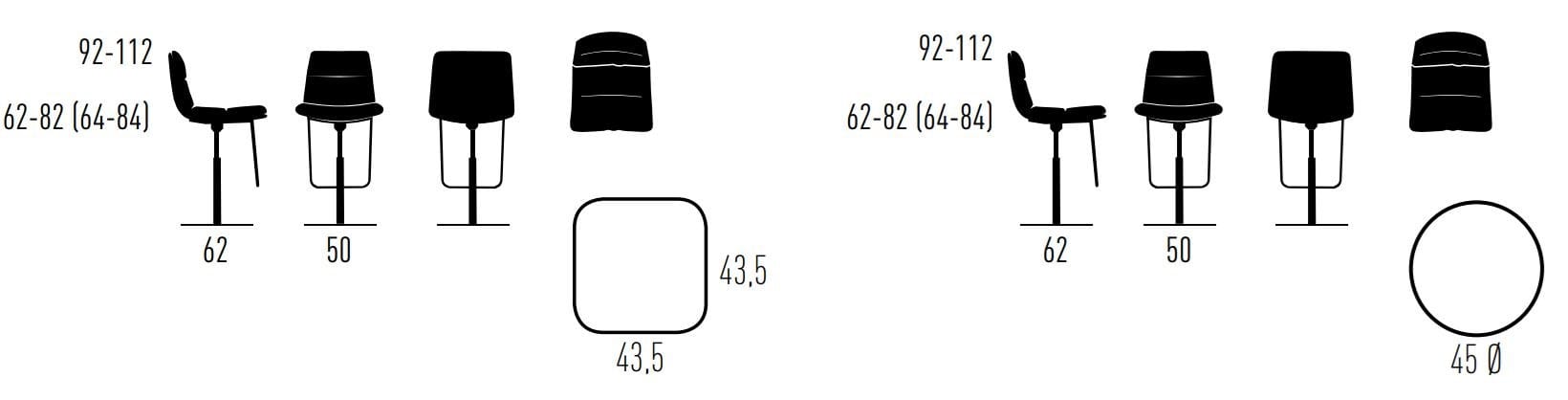 Регулируемая высота барный стул с подставкой для ног KFF Arva Light ARCH-00086211 - Вид №5