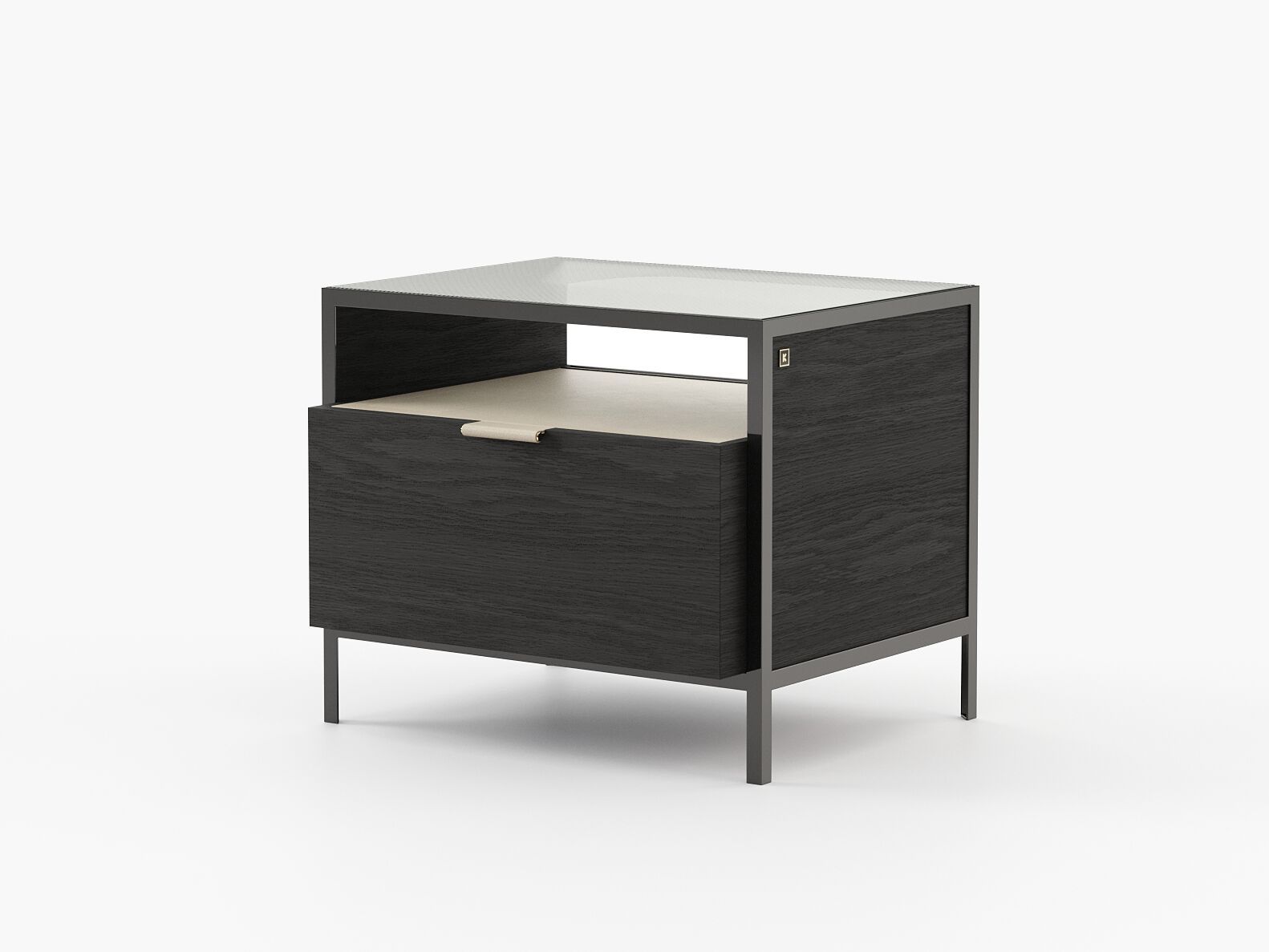 Тумбочка из дерева и стекла Laskasas холст ARCH-00120077