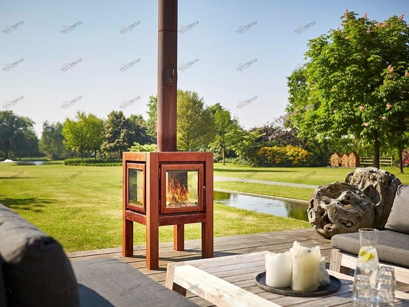 RB73 Отдельно стоящий дровяной уличный камин из стали Corten ™ Quaruba sun-id-1353455